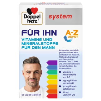 Abbildung der Produktverpackung Doppelherz system FÜR IHN Frontansicht